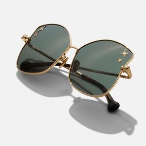 Pool Side Pedigree Gold Star-Embellished Luxury Sunglasses